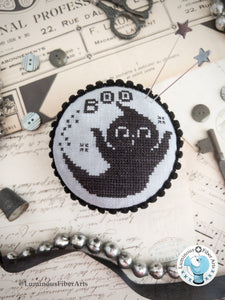 PRE-ORDER: Boo Pin Drum by Luminous Fiber Arts Cross Stitch Pattern