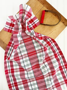 Peppermint Plaid Towels--White with Red Stripes